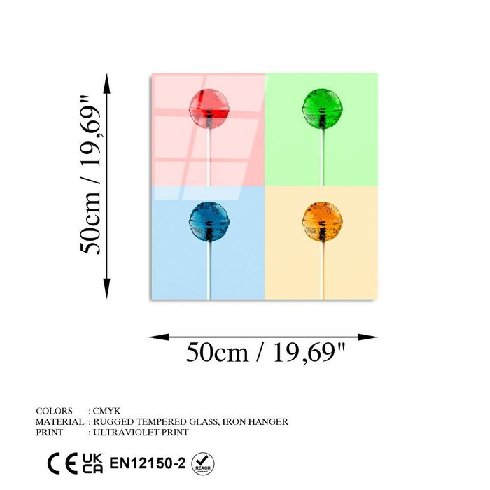 Wallity UV-843 Pintura Decorativa de Vidrio Templado Multicolor 50 x 50 cm